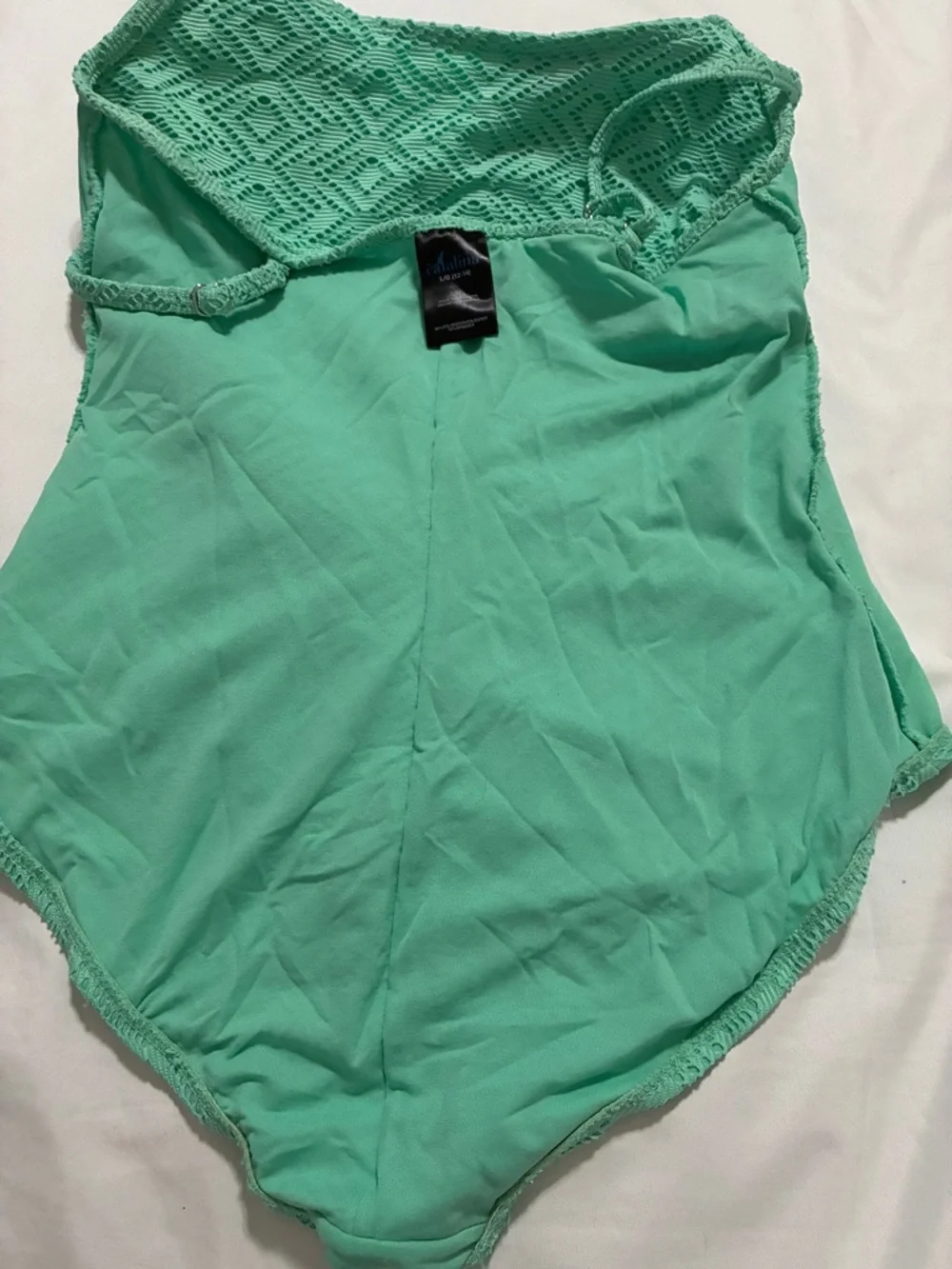 CATALINA one-piece Swim suit Large (12-14) Kelky Green adjustable straps